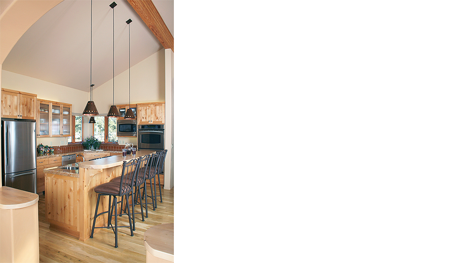 Criss Cross Kitchen Kitchen with energy efficient appliances and sustainable, knotty alder cabinets